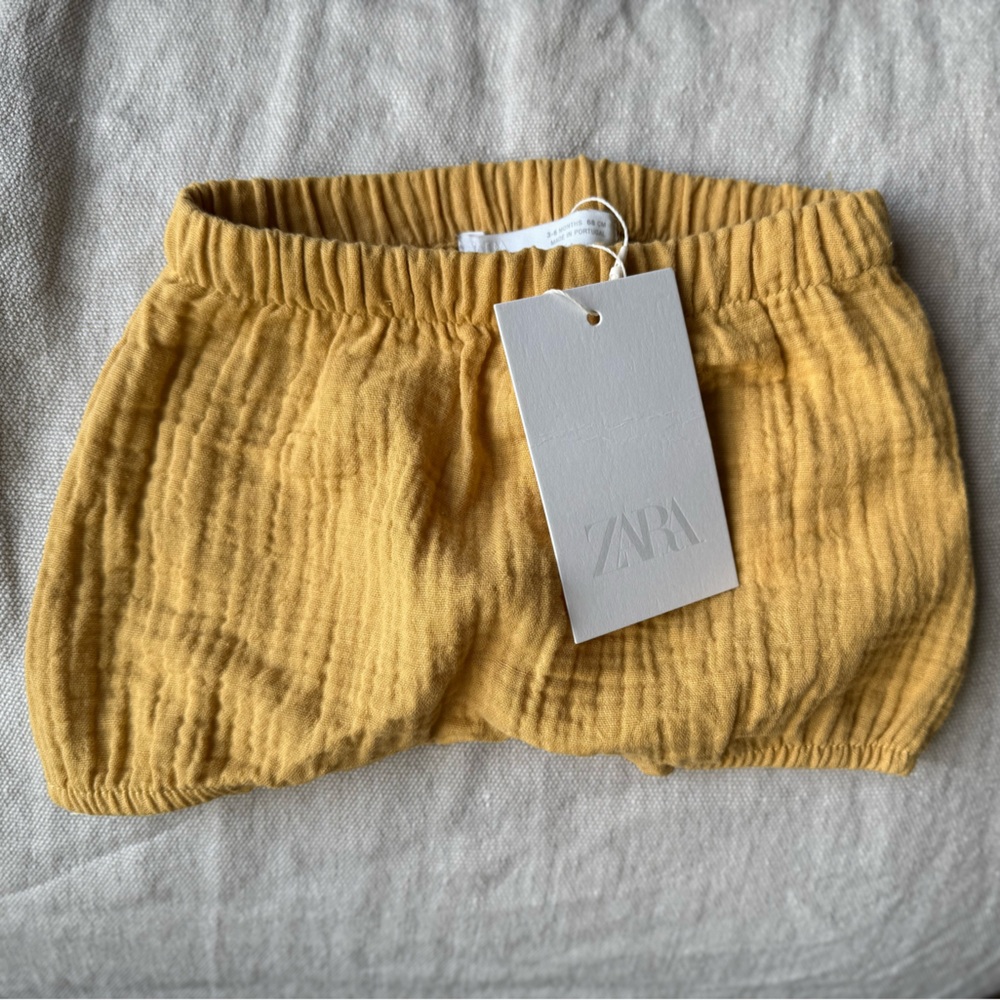 Zara Kids Casual Bloomers in Mustard - summer baby shorts 3-6 months BNWT